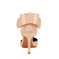 Sandalias Elegantes De Satén Para Mujer Verano Con Nudo De Mariposa Bajo Tacón 8cm 10cm Bota Larga De Boda Rojo Tinto Zapatos Bigtree - details 7