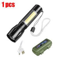 Linterna LED Recargable Portátil Con Zoom Ampliable Modos De Iluminación Para Camping Y Emergencias Resistente Al Agua Y Choques - details 6