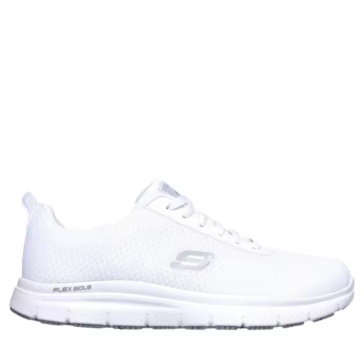 Cómoda  Deportiva cordones elásticos hombre Skechers Work Relaxed Fit SFlex Advantage - Bendon SR. Tecnología Relaxed Fit, un ajuste más amplio y cómodo. En malla blanca Altura Tacón bajo (1-3 cm) Referencia 77125EC-WHT - 1