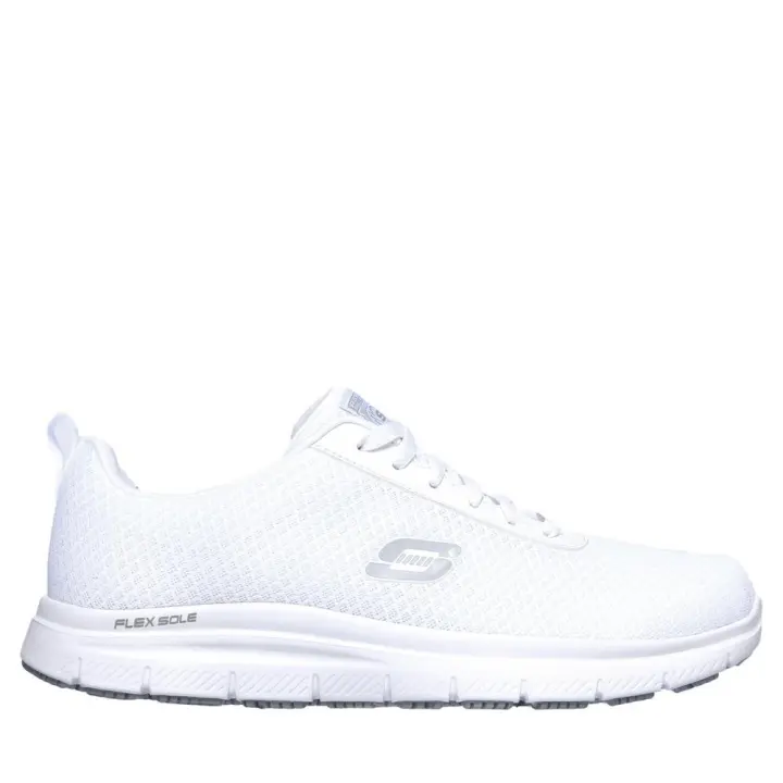 Cómoda  Deportiva cordones elásticos hombre Skechers Work Relaxed Fit SFlex Advantage - Bendon SR. Tecnología Relaxed Fit, un ajuste más amplio y cómodo. En malla blanca Altura Tacón bajo (1-3 cm) Referencia 77125EC-WHT - 1