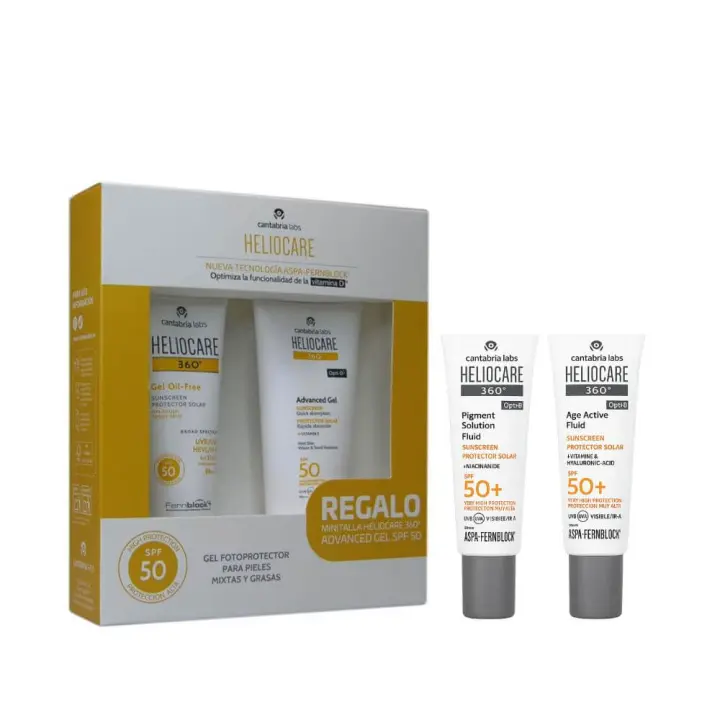 Cantabria Heliocare 360º Spf50 Gel Oil Free 50 ml + Regalo Advanced Gel Spf50+ 100 ml + Regalo Protector Age Fluid y Pigment Fluid 3 ml - 1