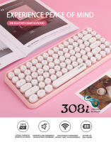 Teclado Inalámbrico Bluetooth AJAZZ 308I Dot Punk Para Móvil Tableta Y Laptop Estándar 84 Teclas Compatible Con Desktop - details 2