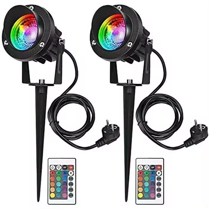 Loco LED RGB Para Exterior de 10 W with Pincho, iluminación LED para exterior, lámpara de Jardín impermeable IP65, Juego de 2 - 1