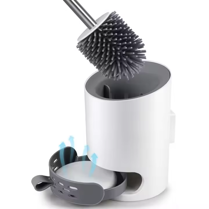 Juego de Escobilla y soporte para odorless, Escobilla para unodoro Montada en la comparación, juego de Escobilla limpadora para Organización del Baño, Escobilla de Inodoro con Cerdas de Icona siladora suave con Estero de diatomita y pinzas - 1