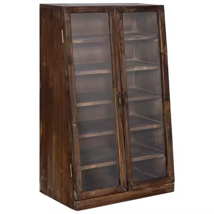 Vitrina de madera con 2 puertas de cristal y 5 baldas 50x29,5x80h cm - 1