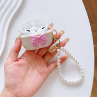 Estuche De Protección Para AirPods Pro2 3 Generación Lujo Con Perla Y Rosado Rosa Con Lazo Estuche Para Auriculares Con Cierre Y Llavero - details 2