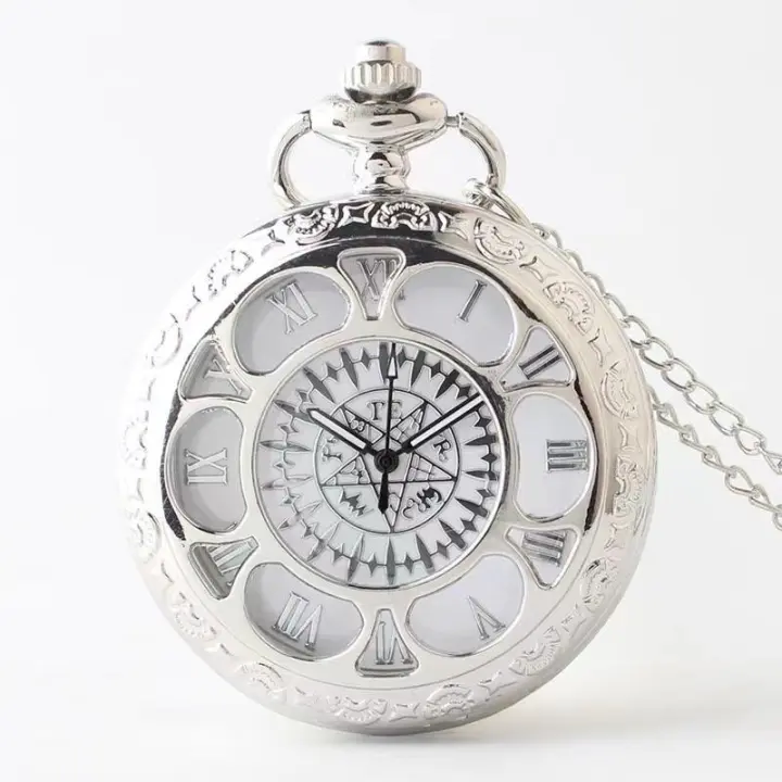Reloj De Bolsillo Con Cuarzo Y Numeración Árabe Colgante Vintage Plateado Creativo Para Regalo De Cumpleaños Cadena Incluida - 1