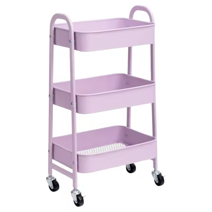 Carro de Almacenamiento Carrito Auxiliar con Ruedas Carro Cocina Carro Servicio Carrito Metalico con Ruedas 3 Niveles Carro Rodante Carro Organizador para Dormitorio Baño Oficina,Carrito de cocina o multiuso de tres niveles con rueda (FRUTA-001 1690 2090) - 1