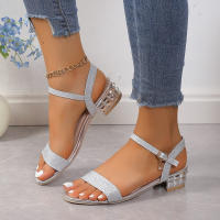 Sandalias De Tacones Gruesos Y Punta Redonda Versátiles Para Mujer Moda Primavera Otoño Confort Elegante Casual Slip-On PU - details 5