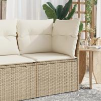 vidaXL Sillón de esquina de jardín con cojines ratán sintético beige en color beige y gris/Marrón/Gris y más | acolchados duraderos para sofás de jardín terraza exterior - details 3