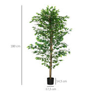 HOMCOM Ficus Artificial con Troncos Naturales Planta Artificial con Maceta Árbol Artificial Decoración para Hogar Salón Oficina Verde - details 2