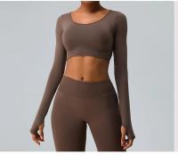 Top Deportivo De Manga Larga Para Mujer Sexy Cruzado En La Espalda Rápido Secado Yoga Gimnasio Entrenamiento Crop Top Casual - details 15