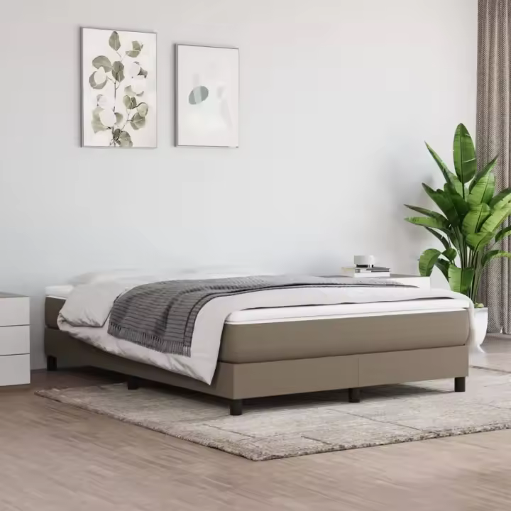 vidaXL Cama sin colchón tela gris taupe 140x190 cm - 1