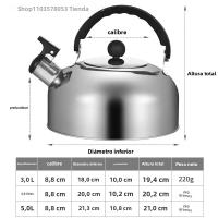 Tetera De Acero Inoxidable 3/4/5L Para Estufa a Gas Whistling Kettle Con Mango Ergonómico Para Camping Y Cocina - details 5