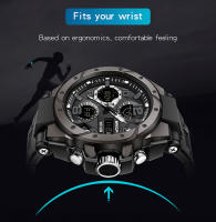 Reloj Deportivo Para Hombre SANDA G Estilo Dual Display LED Digital Quartzo Impermeable 50M Reloj Militar Con Pantalla Luminosa Y Alarmas - details 13