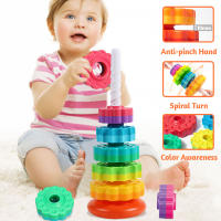 Nuevos Juegos Educativos Para Niños Torre De Pila Sensory Infantil Giratorio Arcoíris Juego De Habilidades Regalos Para Niños - details 5