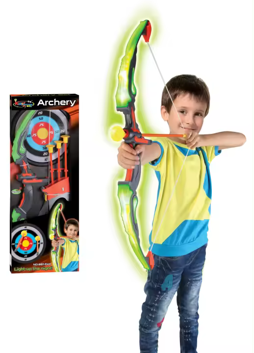 Juego De Tiro Para Niños Con Flechas LED Flash Pink Y Arco Con Almacenamiento En Quiver Cuerda De Caña De Pescar Para Niños Y Niñas - 1
