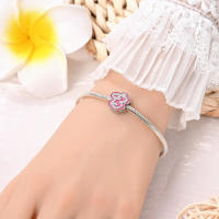 925 Plata Esterlina Romántica Rosa 26 Letras DIY Encantos Bolas Adecuadas Para Pulseras Pandora Joyería Fina Regalo De Cumpleaños - details 6