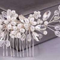 Diadema De Boda Con Flor De Cristal Y Perla Peine Para El Cabello Accesorios De Joyería Para Fiesta Y Celebraciones - details 9
