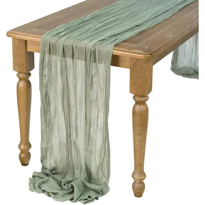 Camino de Mesa semitransparente de Gasa Extra Large para Cocina, comedor, despedida de Soltera, suministros para Fiesta de bodas (90x180 cm, Green Humo) - 1