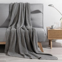 Manterol - Manta plaid sofá de punto calidad 100% algodón con tacto muy suave y agradable, ideal para sofá o pie de cama, colores gris, beige y maquillaje. - details 1