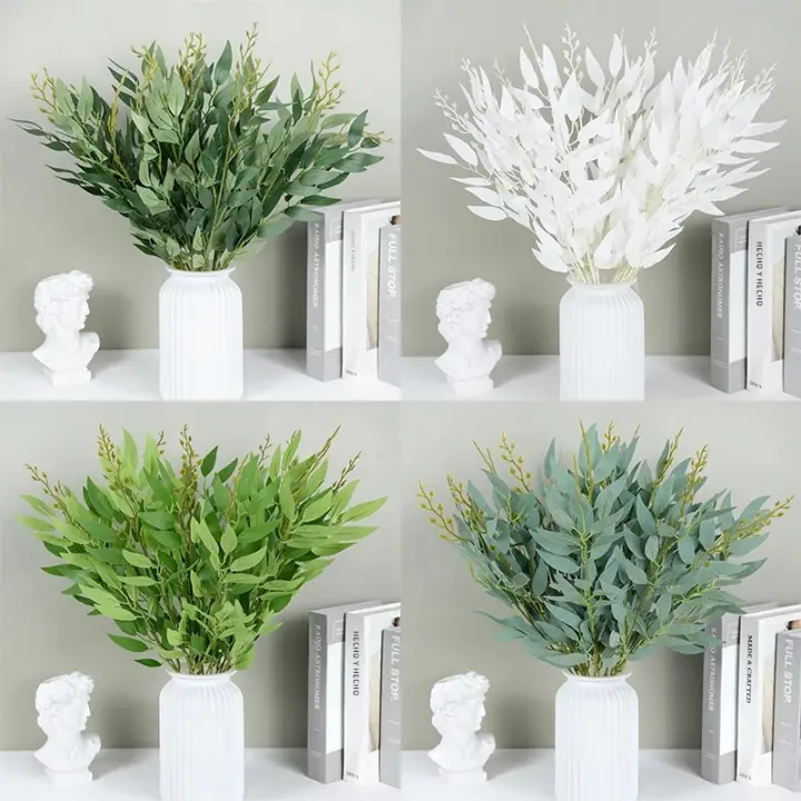 50cm Hojas De Sauce Artificial De Eucalipto Verde Plantas Falsas Para Decoración De Casa Boda Arreglos Florales Navideña Corona De Navidad - 1