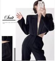 Chaqueta Corta Para Mujer En Blanco Sólido Elegante Con Manga Larga Abierta Frontal Casual Oficina Outerwear Poliéster Synthético - details 1