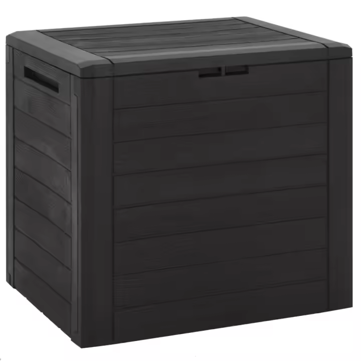 vidaXL Caja de almacenaje de jardín polipropileno 58,5x46x55 cm en color Antracita/Marrón - 1