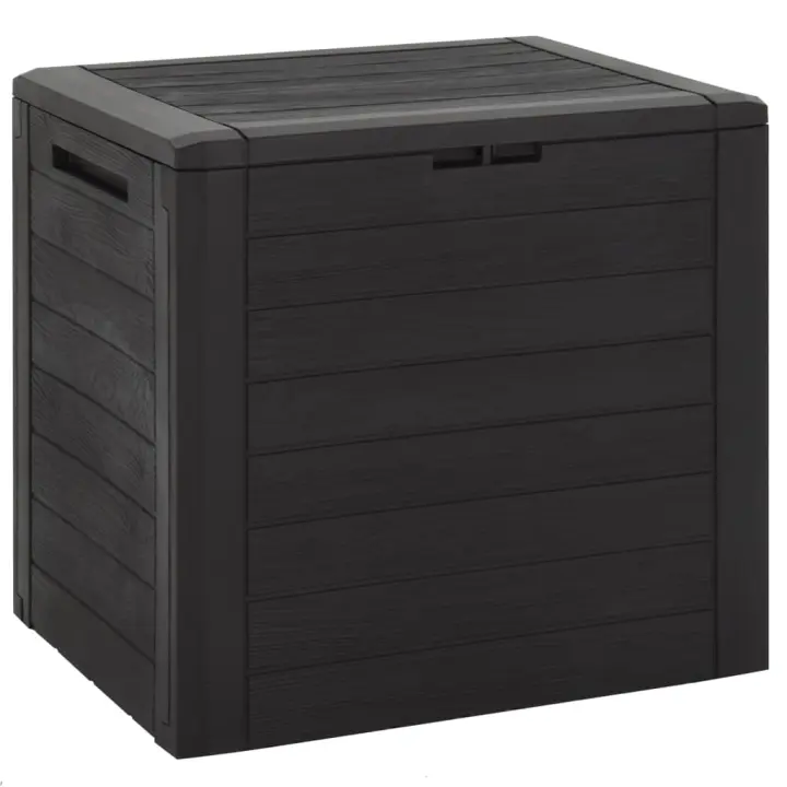 vidaXL Caja de almacenaje de jardín polipropileno 58,5x46x55 cm en color Antracita/Marrón - 1