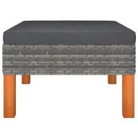 vidaXL Reposapiés de ratán sintético y madera maciza de eucalipto Gris, Negro, Conjunto Terraza Muebles Jardín Exterior Juego de Muebles de jardín Mueble Jardín Exterior Muebles de Salon Exterior - details 1