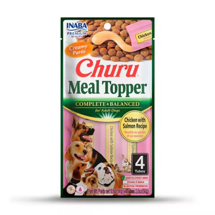 Inaba Churu Meal Topper Snacks de Pollo y Salmón para Perros (12x4x14gr) - 1
