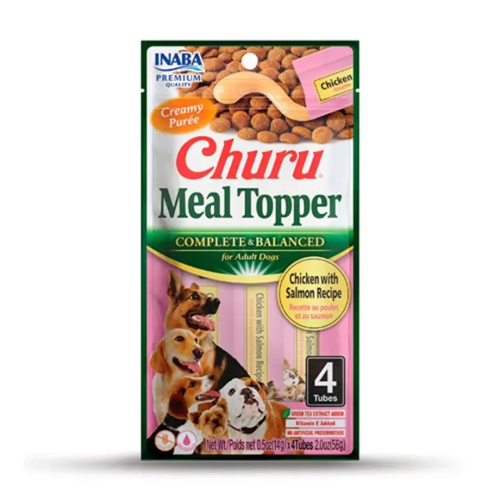 Inaba Churu Meal Topper Snacks de Pollo y Salmón para Perros (12x4x14gr) - 1