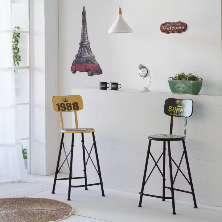 Taburete Alto De Metal Amarillo, El mejor complemento para tu hogar - 1
