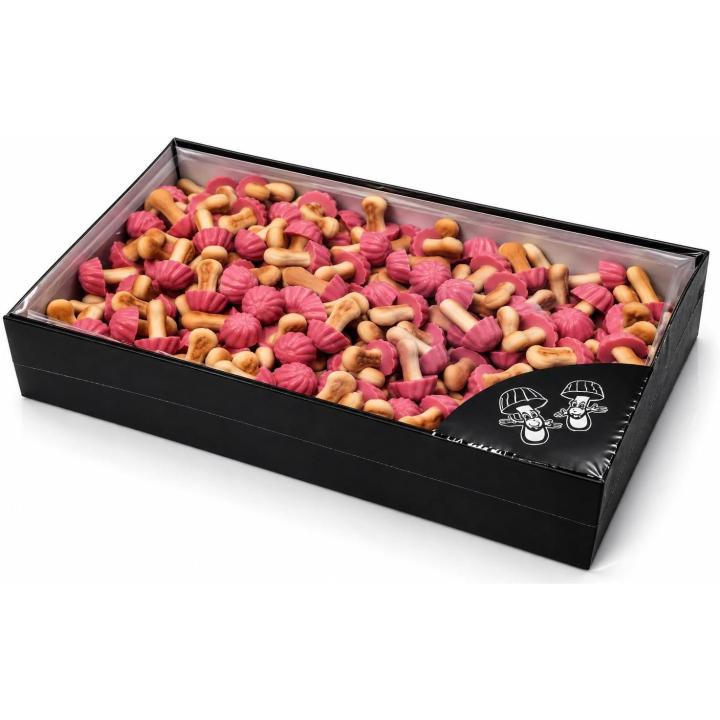 Funny Mushrooms Setitas de Galleta con Cobertura – 1 kg | Sabores Chocolate con Leche, Chocolate Blanco, Fresa, o Pistacho (Fresa)