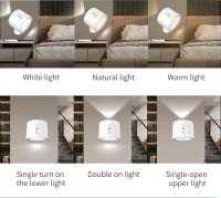 Luz De Pared LED Magnética Mini Doble Cabeza Negra/Blanca Con Control Remoto Iluminación Ambiente Dormitorio Emergencia Contemporánea Para Cocina Comedor Estudio Baño - details 4