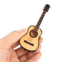 Guitarra De Madera Miniatura 10cm Con Soporte Decoración De Escritorio Instrumento Musical Ornamento Artesanal Para Coleccionistas - details 1