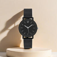 Reloj De Pareja Minimalista Y Moda 2 Piezas Color Negro Reloj Minimalista Ligero Y Lujo Sin Display Material De Correa De Tela - details 3