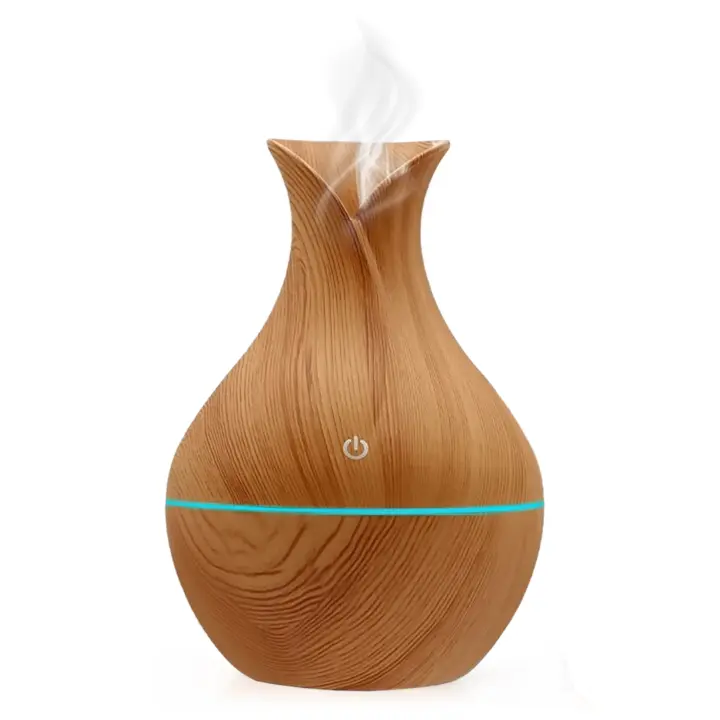 ER Humidificador Mini difusor de Aceites Esenciales Efecto Madera Purificador Ultrasónico con Luces LED de Colores - 1