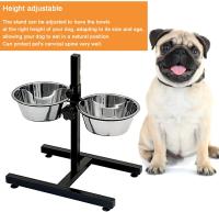 Comederos Bebedero para Perros Acero Inoxidable con Pie Soporte Juego de Cuencos Elevados Altura Ajustable 4 Tamaño Elegir - details 1