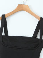 Vestido Mini De Encaje Negro Sin Espalda Con Cierre De Cremallera Willshela Para Mujer Estilo Vintage Con Tirantes Y Cuello Cuadrado Chic Y Casual - details 6