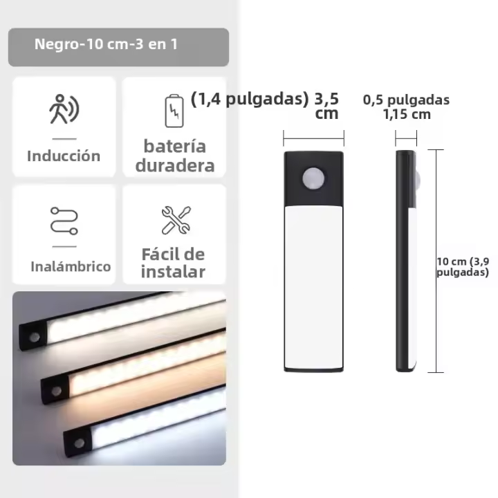Luces De Armario LED Con Sensor De Movimiento Luz Nocturna Rechargeable Dimmable Para Cocina Y Armario Luz De Pared Rectangular - 1