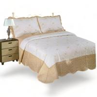 KingnetStore - Colcha Bouti Bordada Acolchada, Colcha Cubre Cama 100% Poliéster. Fina, Extra Suave y Ligera. Ideal para Primavera Verano Entretiempo, Con Funda Cojín Almohada, Elegancia y Suavidad con un Diseño Floral. Para Cama de 90 105 135 150 CM - details 4