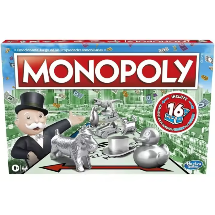 Juego de mesa monopoly clásico Hasbro edad +8 años de 2 a 6 jugadores HASC1009R - 1