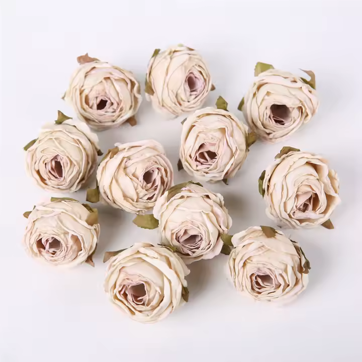 5PCS Rosas Artificiales Con Borde Quemado Decoraciones Para Bodas Y Fiestas Accesorios De Navidad Decoración De Pared Y Hogar Flores De Seda Para Aniversarios Y Baños De Muyño - 1