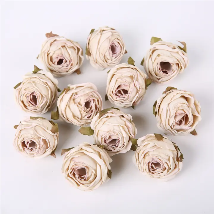 5PCS Rosas Artificiales Con Borde Quemado Decoraciones Para Bodas Y Fiestas Accesorios De Navidad Decoración De Pared Y Hogar Flores De Seda Para Aniversarios Y Baños De Muyño - 1