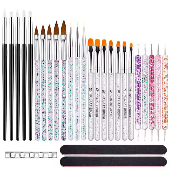 Set De Pinceles Para Arte De Uñas Con Pluma De Terapia De Luz Colorida Y Doble Punta Herramientas De Uñas Precisas - 1