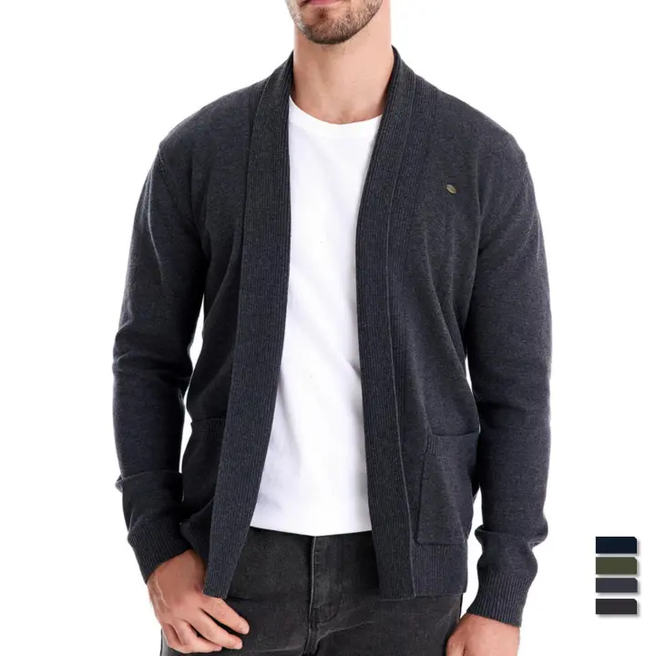 Suéter cárdigan informal de otoño para hombre, suéter tejido de negocios de alta calidad, Tops de Color sólido para hombre - 1