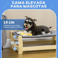 PawHut Cama Elevada para Perros Gatos Cama para Mascotas Medianas y Pequeños con Cojín Lavable Tela Oxford y Marco de Madera Carga 8 kg para Interior y Exterior 70x40x25 cm Gris - details 3