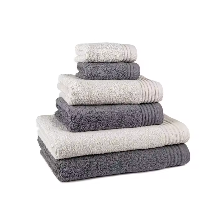CASTMA GARANTIA DE ALTA CALIDAD Castma-juego de 6 Toallas de Algodón 100% Zero Twist de 400grs/m2 | Absorbentes y Suaves | Gris antracita y gris claro - 1