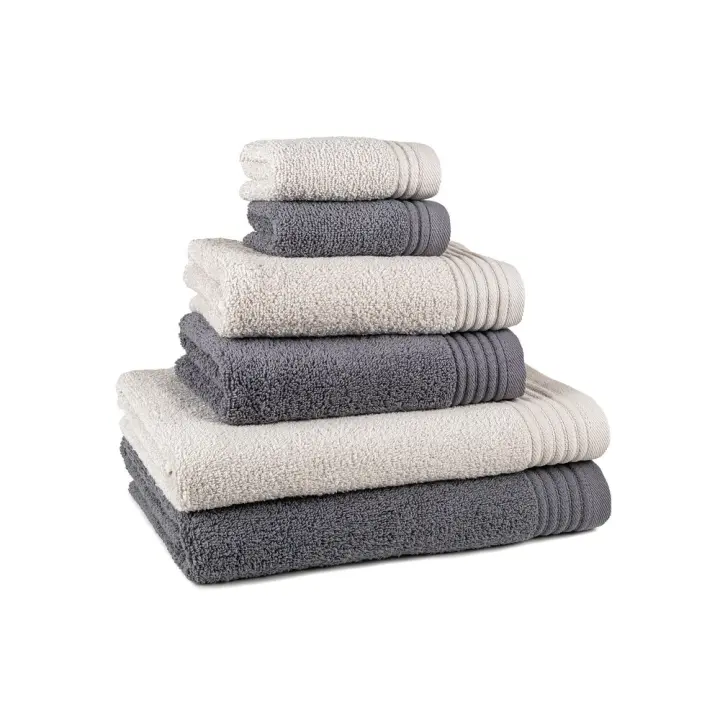 CASTMA GARANTIA DE ALTA CALIDAD Castma-juego de 6 Toallas de Algodón 100% Zero Twist de 400grs/m2 | Absorbentes y Suaves | Gris antracita y gris claro - 1